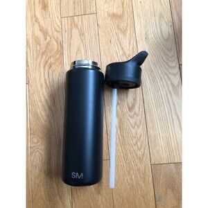 22 oz SM Summit Water Hydration Bottle‎ Stainless Steel Black w/ Straw Screw Top